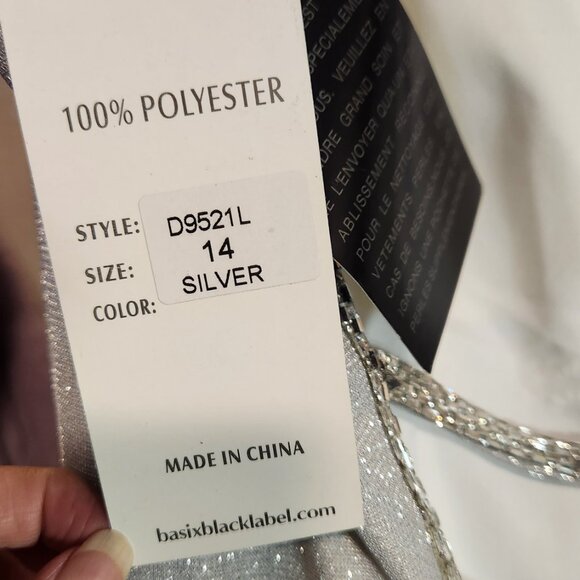 NWT Basix Black Label Open Back V Neck Glitter Mermaid Gown - Picture 4 of 9